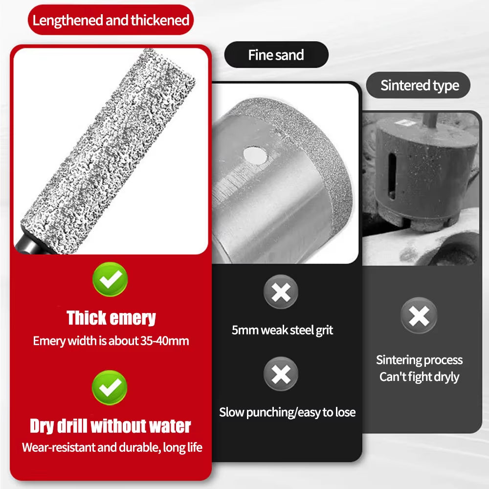 4Pcs 6-12Mm Hexagonal Shank Dry Ceramic Tile Diamond Drill Bit Drilling and Grinding Hole Saw for Marble Granite Vitrified Tile