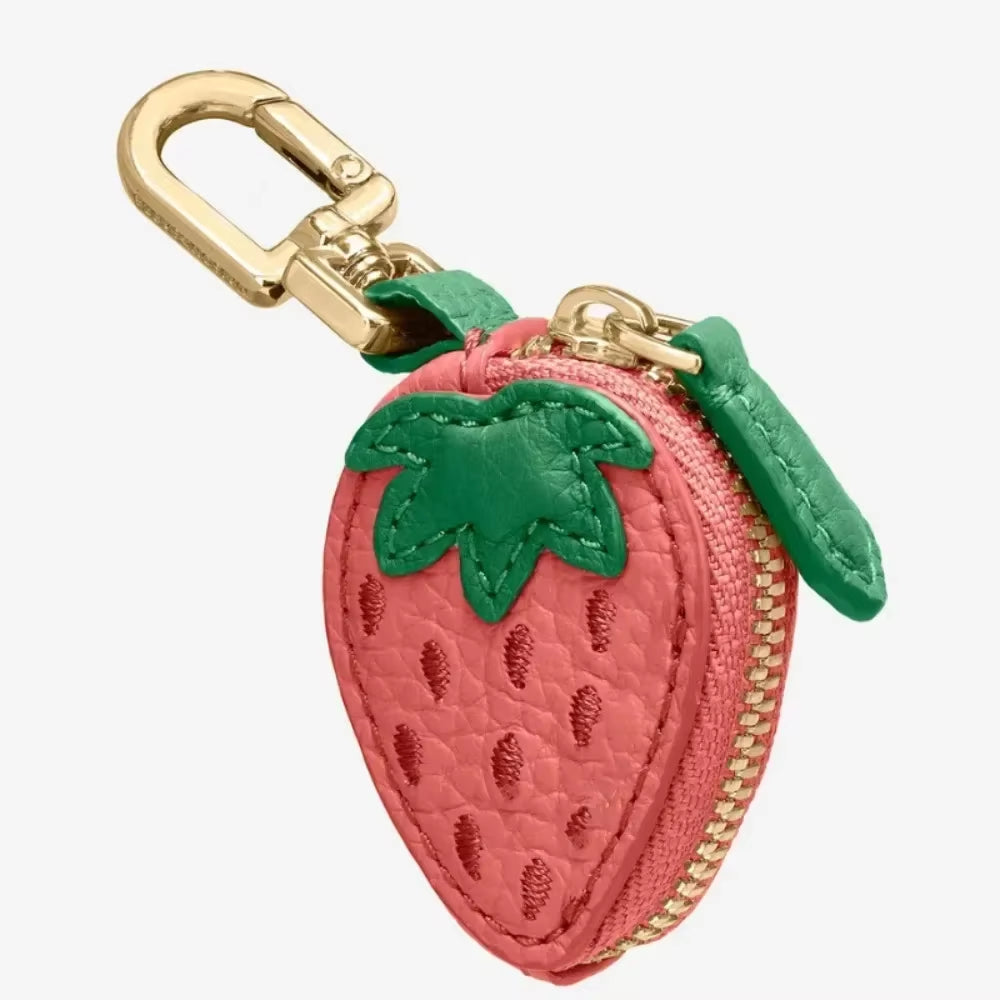 Mini Cherry Fruit Shape Coin Purse Strawberry Cute PU Leather Pendant Korean Style Keychain Earphone Bag Mini Storage Bag