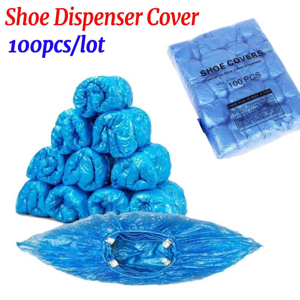 100-Piece Disposable Shoe Covers with Automatic Dispenser for Indoor Use on Wet Floors