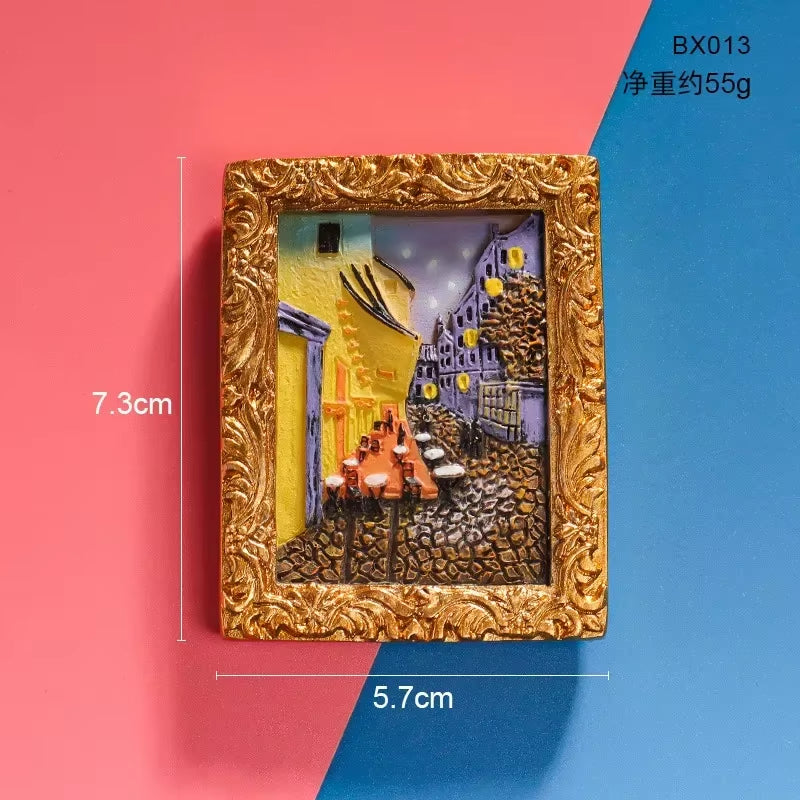2024 New 3D Van Gogh Series Oil Painted Fridge Magnets Creative Resin Magnets for the Refrigerator Starry Sky Sunflower Gifts