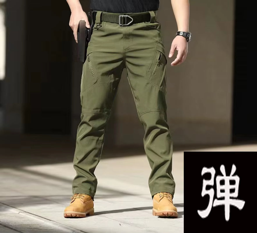 Men'S Spring Autumn City Cargo Elastic Pants Trekking Hiking Camping Climbing Running Sports Cycling Work Outdoor Trousers