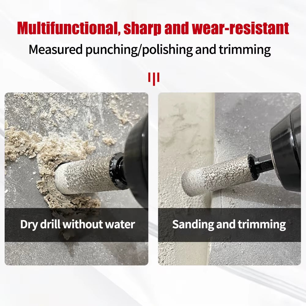 4Pcs 6-12Mm Hexagonal Shank Dry Ceramic Tile Diamond Drill Bit Drilling and Grinding Hole Saw for Marble Granite Vitrified Tile