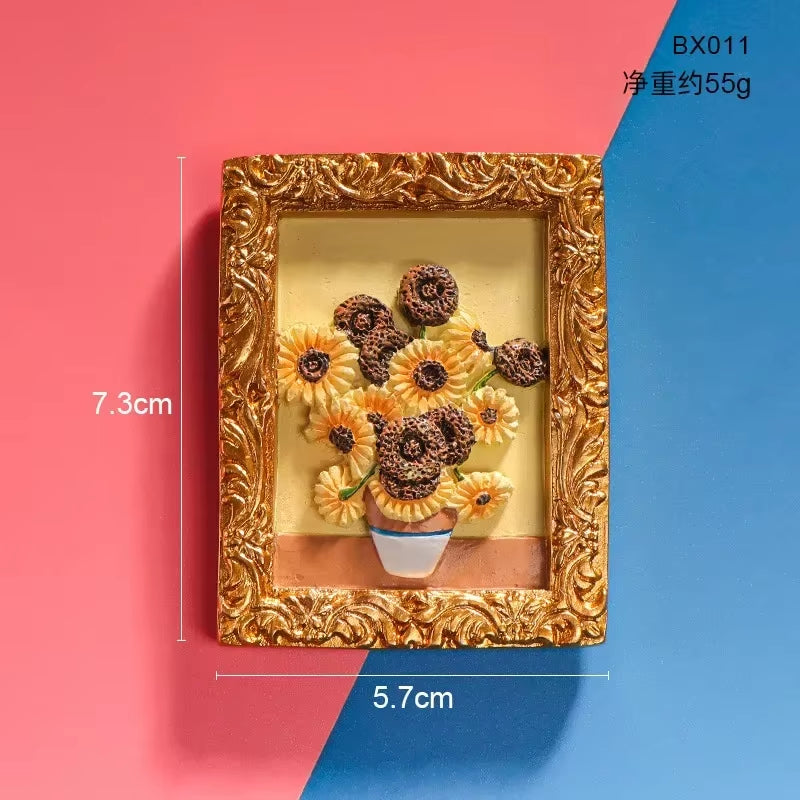 2024 New 3D Van Gogh Series Oil Painted Fridge Magnets Creative Resin Magnets for the Refrigerator Starry Sky Sunflower Gifts