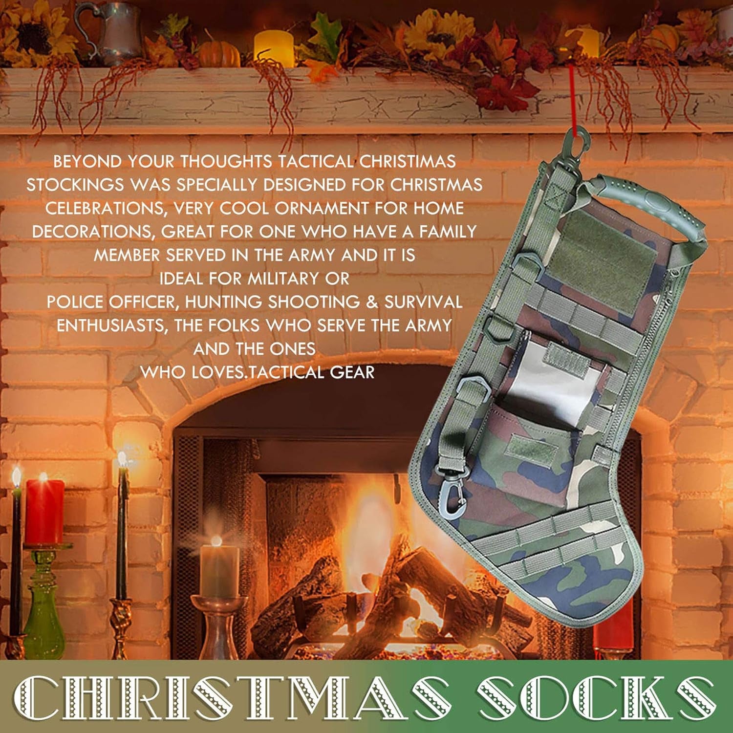 Tactical Christmas Stocking Backpacks Decoration Ruck-Up Hanging Hunting Storage Molle Pouch Bag Accessories