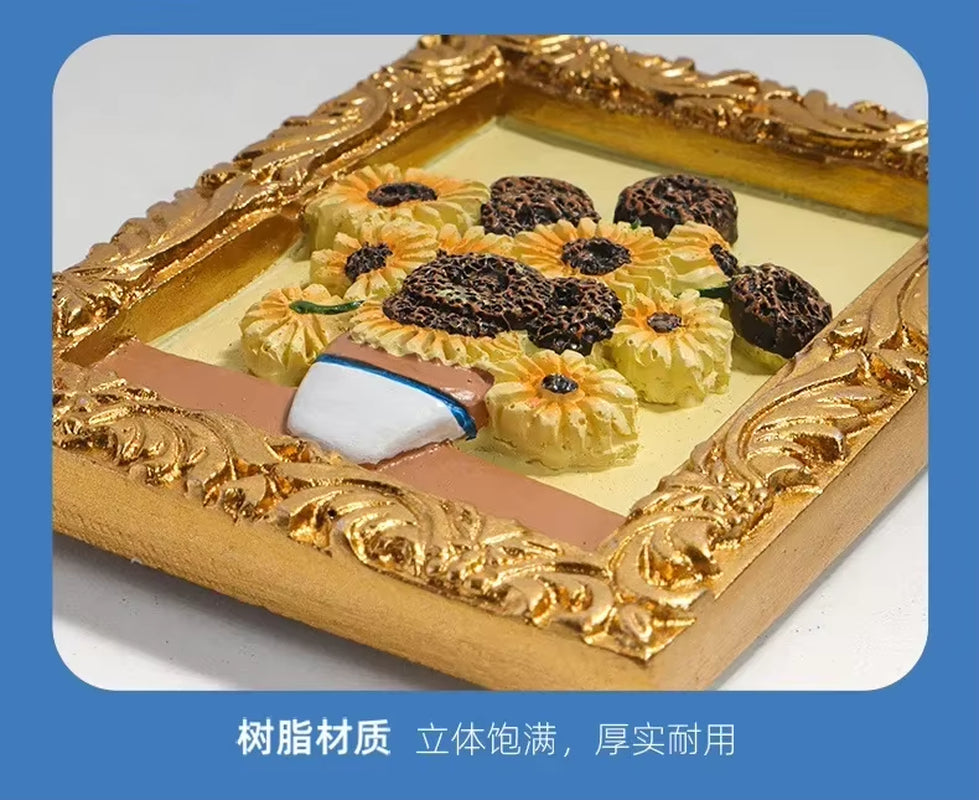 2024 New 3D Van Gogh Series Oil Painted Fridge Magnets Creative Resin Magnets for the Refrigerator Starry Sky Sunflower Gifts